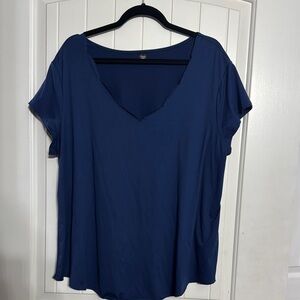 Women's Navy Blue V-Neck Top